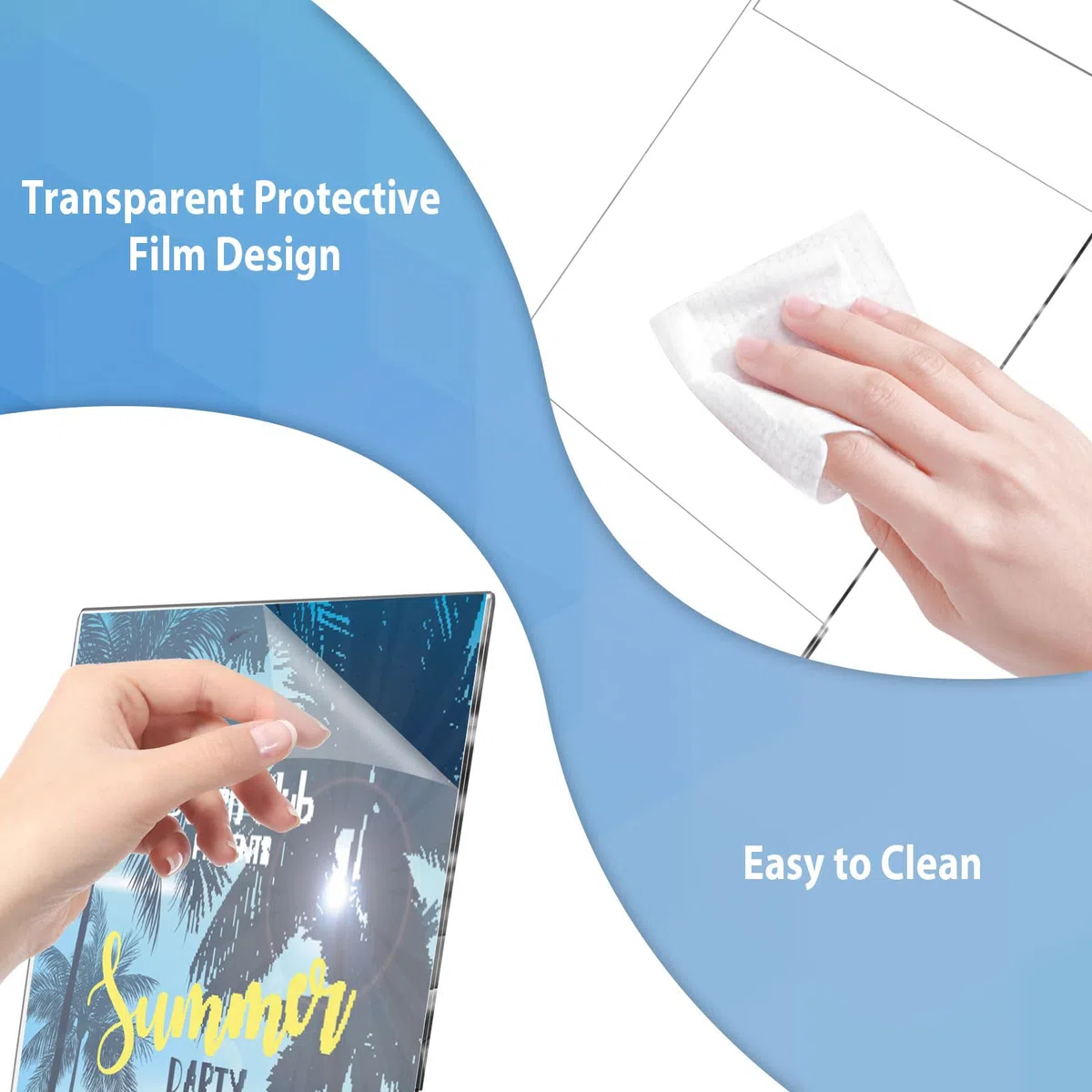 6 Pcs Soportes para Letreros de Acrílico Transparente A4 Expositor Metacrilato para Pósteres de Pared, Porta para Cartel con Cinta Adhesiva, Soporte Metraquilato Vertical/ Horizontal Universal