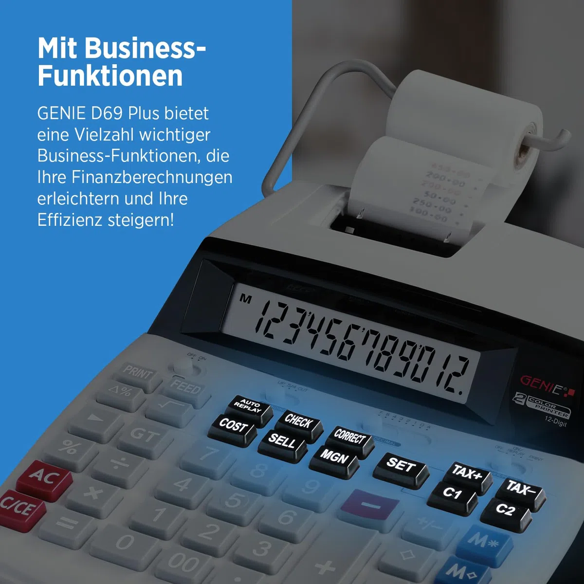 Genie D69 Plus Calculadora Impresora Blanco