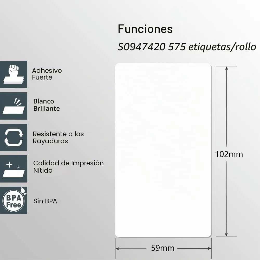 BETCKEY - 10 Rollos S0947420 Etiquetas Adhesivas, 102mm x 59mm, 5750 Etiquetas Grandes de Envío para LabelWriter 4XL, No se aplica 550 o 5XL
