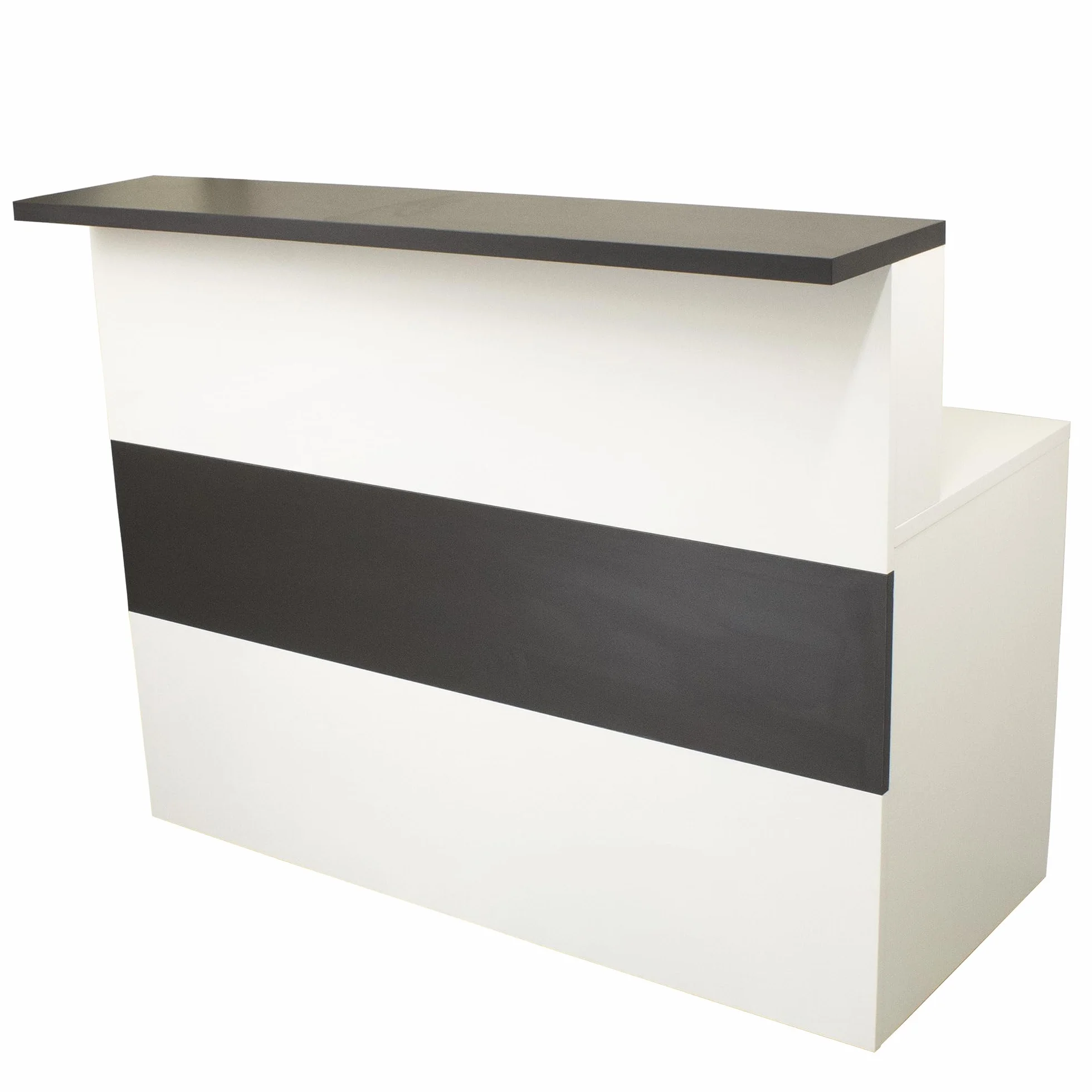 Henor Mostrador Cidacos - 140 x 60/75 x 110/75 cm. Madera con Mesa Interior. Ideal para Recepción Atención Oficina Espacios Comerciales. Blanco y Grafito.