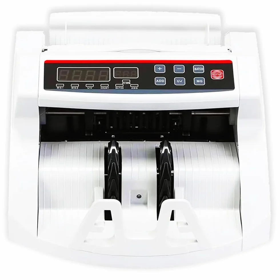 Contador de billetes profesional con detector de falsos y doble pantalla LED