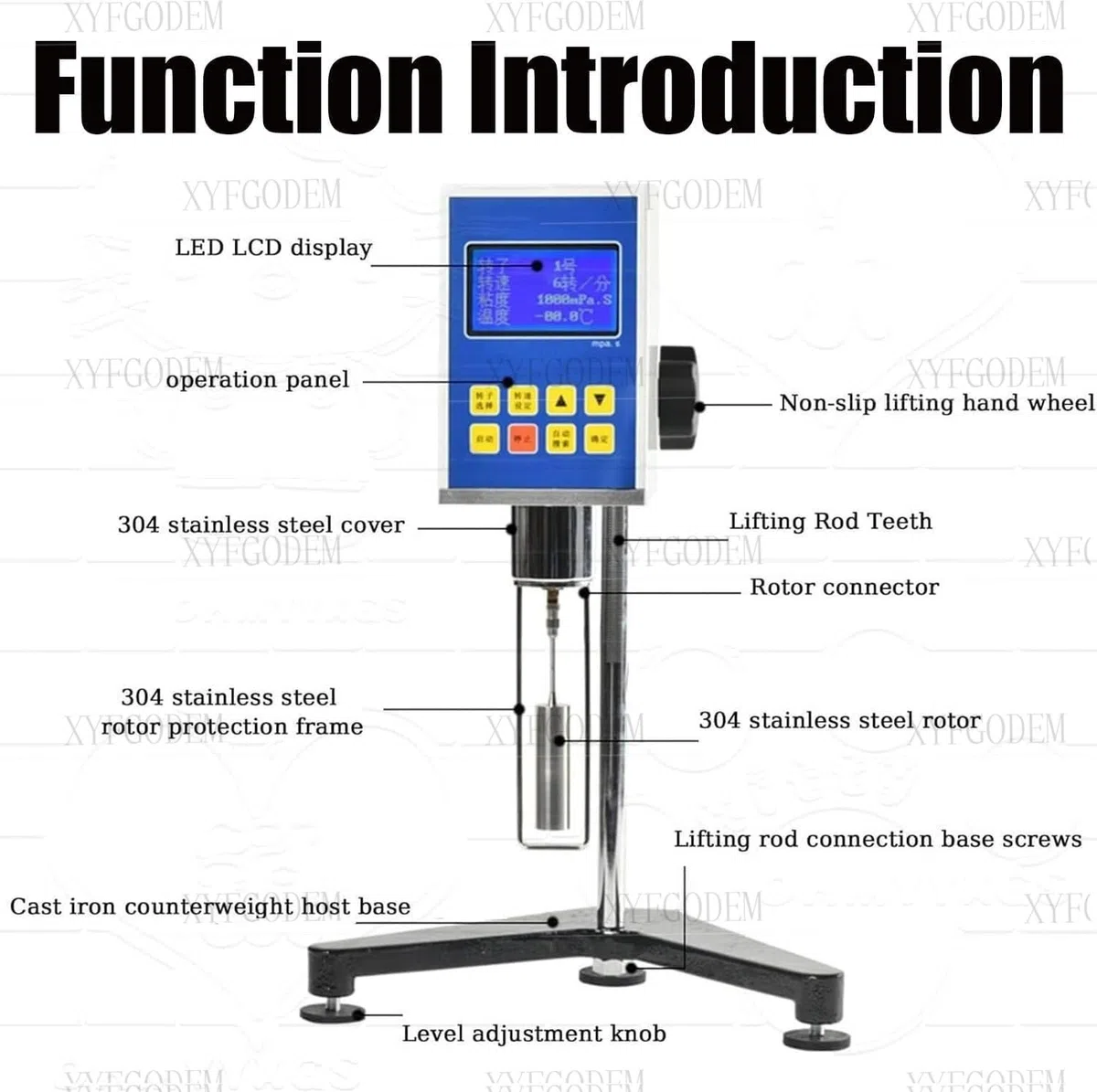 Viscosímetro Digital Rotacional de Laboratorio - Medidor Viscosidad Portátil con Pantalla LCD y 4 Rotores, Precisión ±2,0%