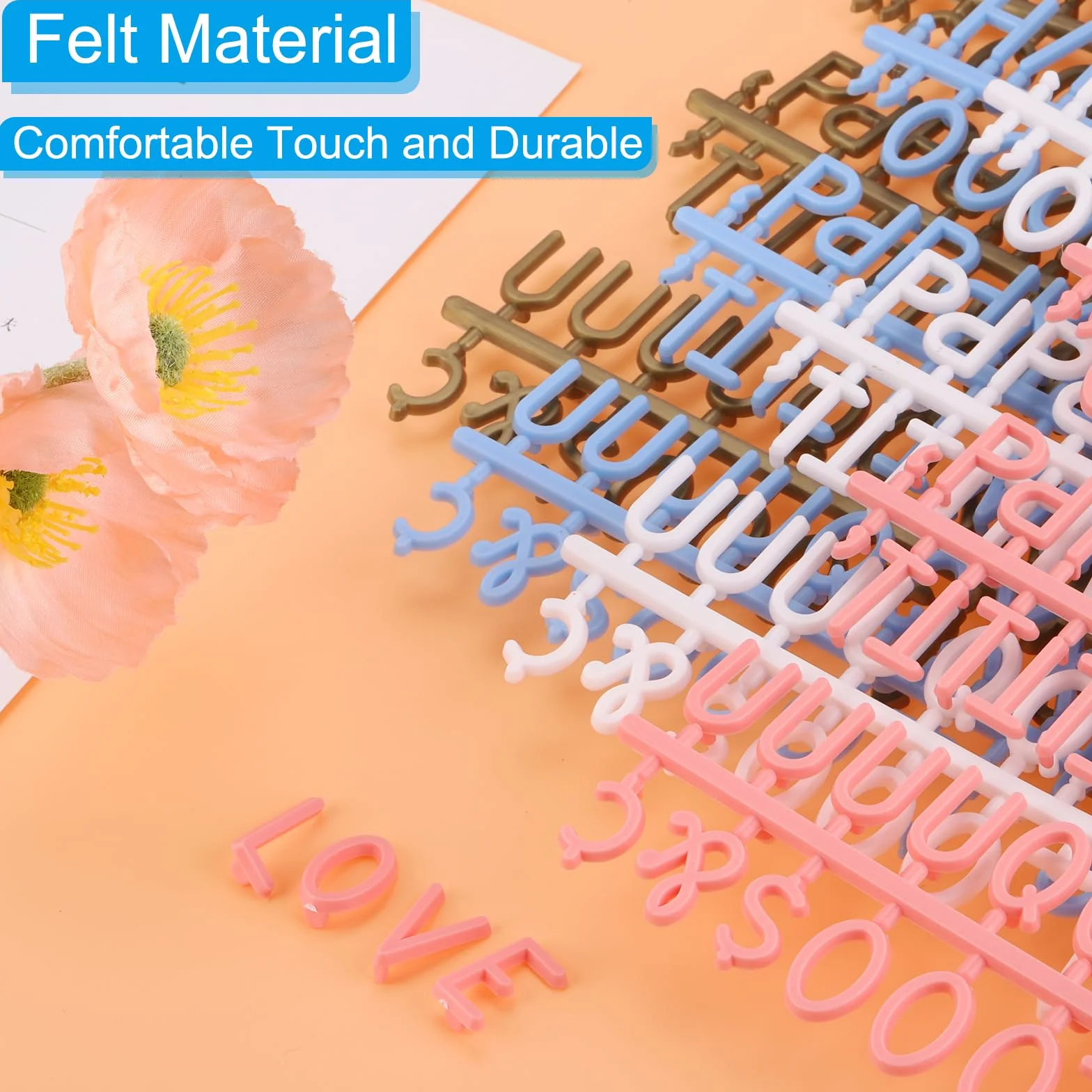 PATIKIL Letras de Fieltro 3/4 Pulgada 7 Piezas 1029 para Tablero de Mensajes de Plástico Cambiable Bronce