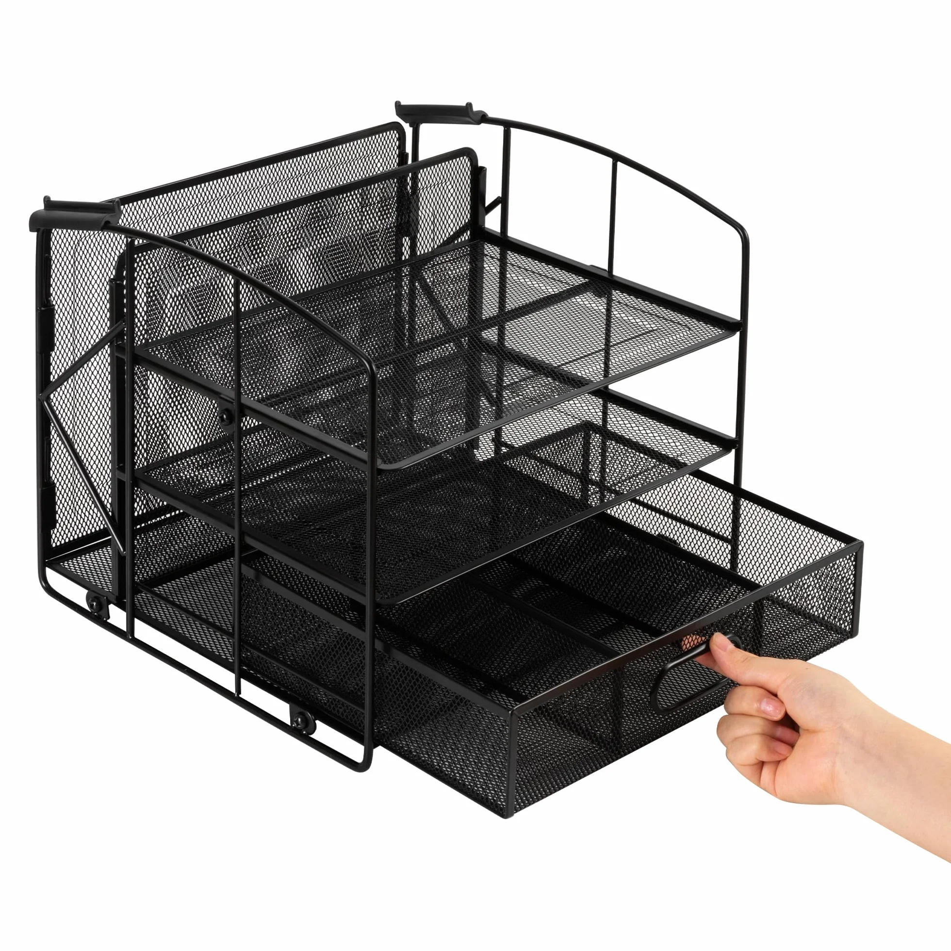 Amazon Basics Organizador de escritorio 3 bandejas cajón deslizante soporte colgar archivos negro
