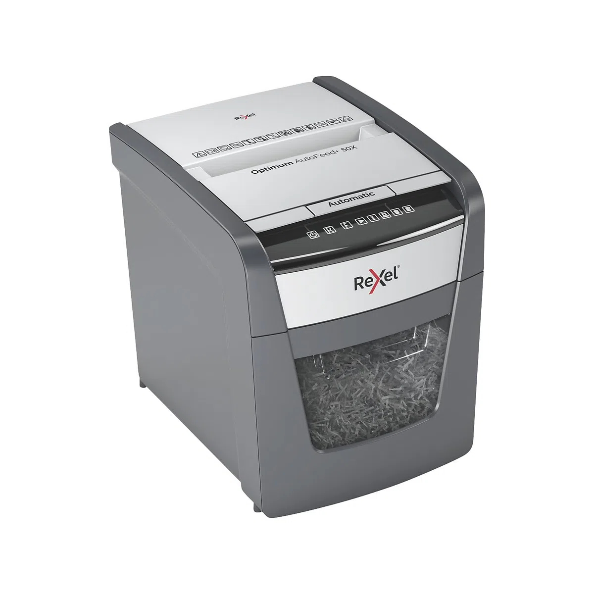 Rexel 2020050XCH - Destructora de Papel Automática CH Optimum AutoFeed+ 50X, 50 Hojas, Nivel de Seguridad P4, Corte de Partículas, para Casa y Oficina en Casa, Papelera de 20 Litros