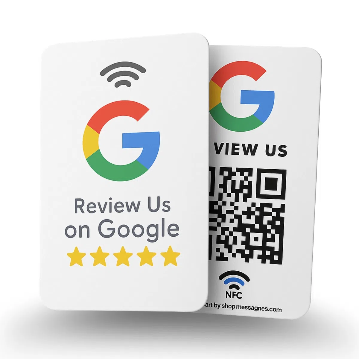 MESSAGENES - Tarjeta PVC con NFC y QR | Tarjeta para Conseguir Reseñas | Compatible con Google Business | Pack 5 Unidades | QR Dinámico Editable | Analíticas de Escaneo | Sirve para iPhone y Android