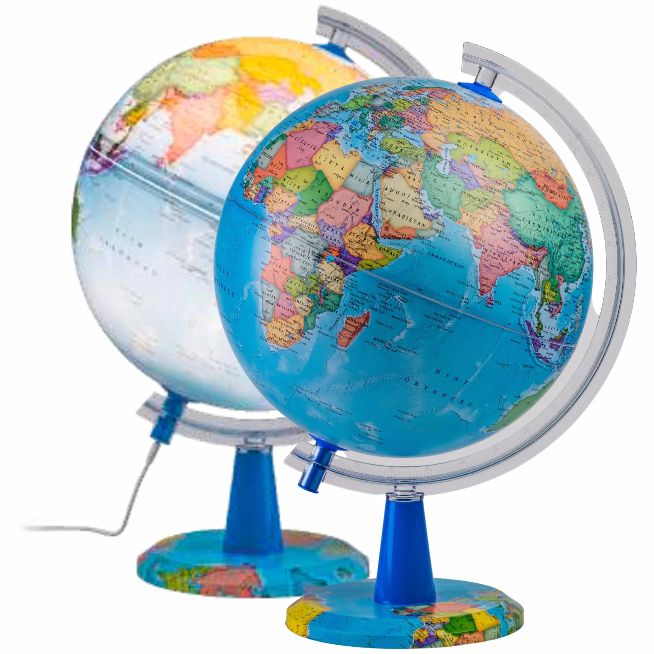 Globo Terráqueo Iluminado 20 cm Mapa Español USB Con Pines | Luz LED USB Type C Base Gráfica 20 Pines Extraíbles Para Escritorio Escuela Habitación Y Regalo Educativo