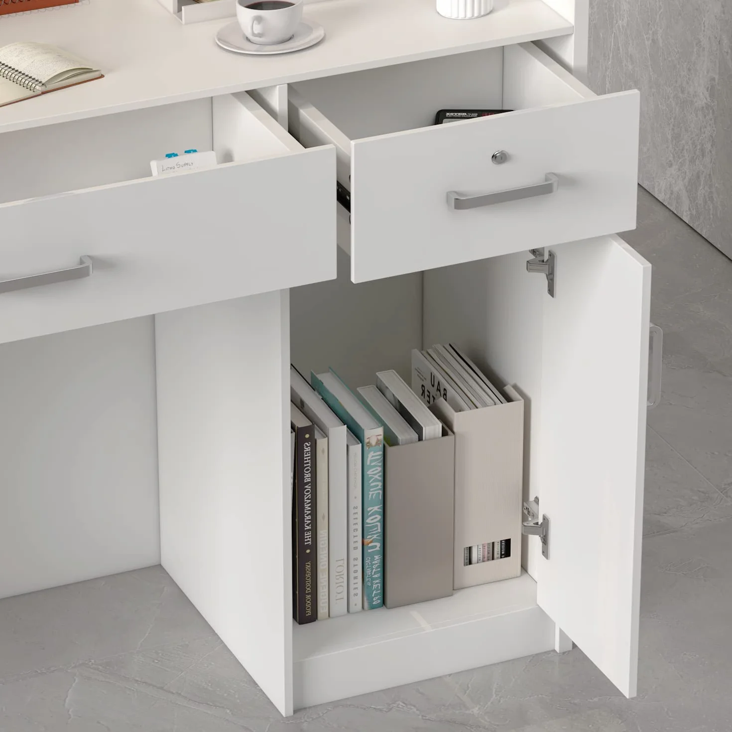 Mueble recepción mostrador oficina 3 cajones 120x48x110 cm Blanco