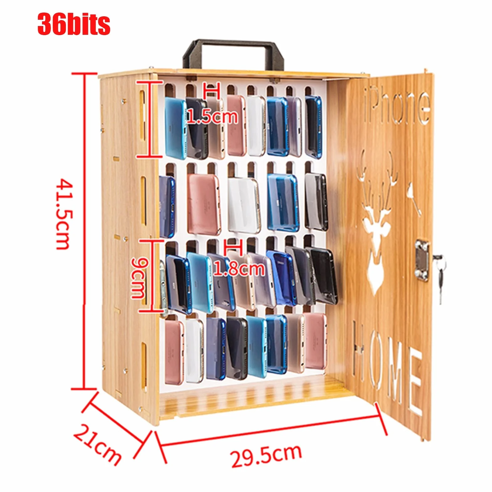 Gabinetes de Madera para Teléfono Móvil 16/36 bits con Llave Montados en la Pared
