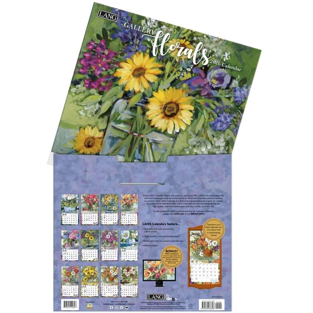 Lang, Gallery Florals - Calendario de pared 2026 de Susan Winget