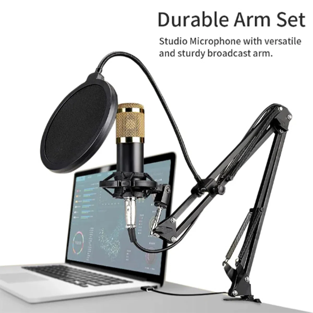 Equipo de Grabación de Estudio Tarjeta Sonido Streaming con Soporte Y | Equipo De Transmisión En Kit Micrófono Fácil para Streaming, Accesorios Audio Suministros Equipo Grabación