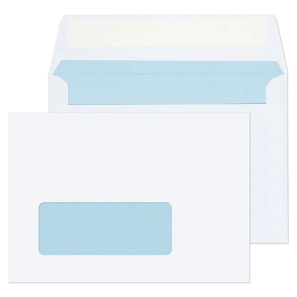 Blake Everyday | sobres C6 (11.4 x 16.2cm) | 1000 unidades | 100 g/m² | certifcado PEFC y sostenible | sobres blancos con tira autoadhesiva | con ventana | papelería | para oficinas | modelo 1884