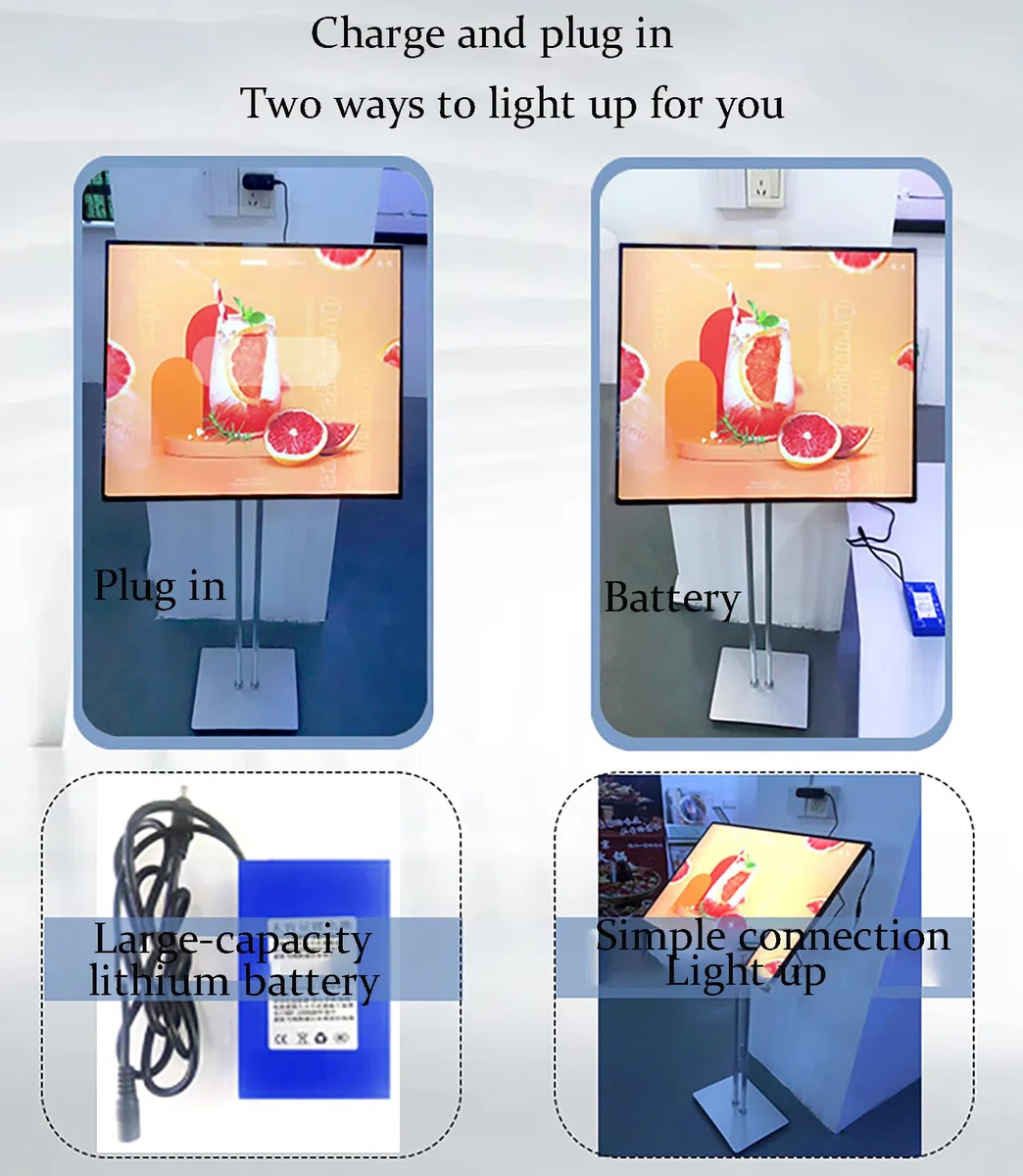 Soporte para carteles con marco para carteles, caja de luz LED para suelo, cartelera, marco para carteles LED, estante publicitario, tableros de señalización de menú LED, tablero de menú (marco plat