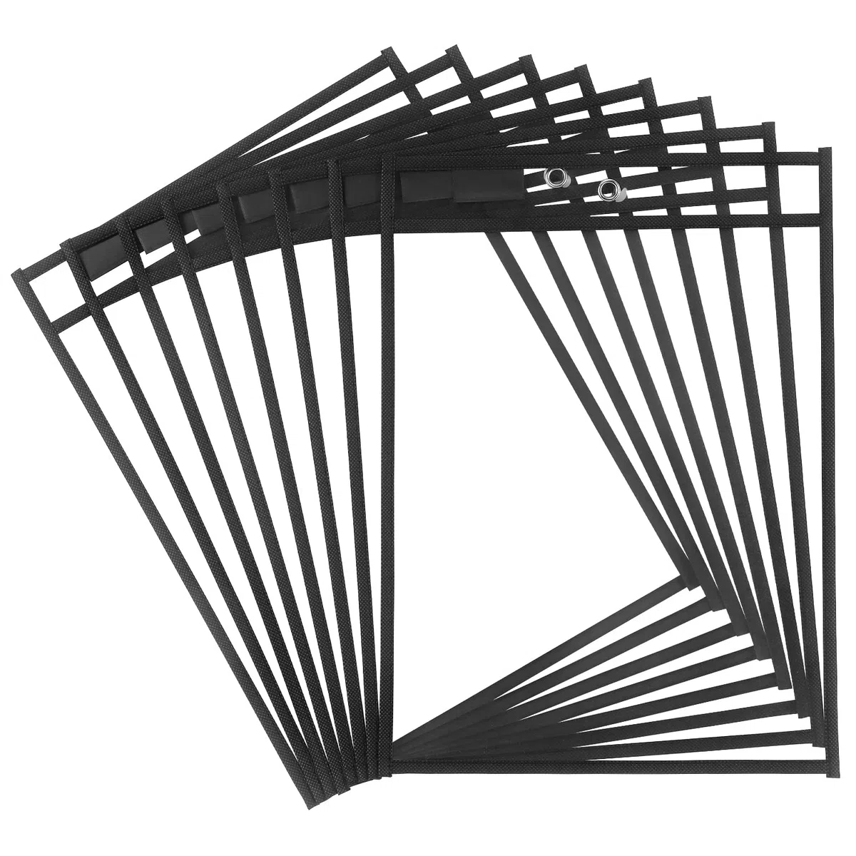 Paquete de 8 fundas de bolsillo de borrado en seco con anillos, soportes para boletos de 10 x 14 pulgadas, fundas de plástico transparente para profesores, suministros de aula (negro)
