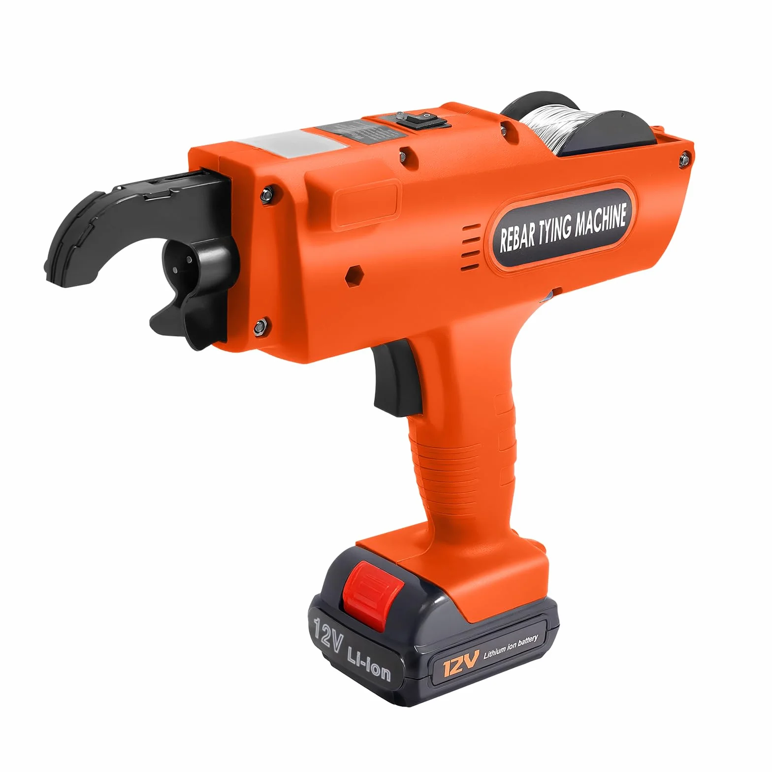 Rebar Tying - Encuadernadora eléctrica de 12 V, con caja de almacenamiento, 2 baterías de iones de litio, longitud de alambre de 300 – 500 mm (naranja)