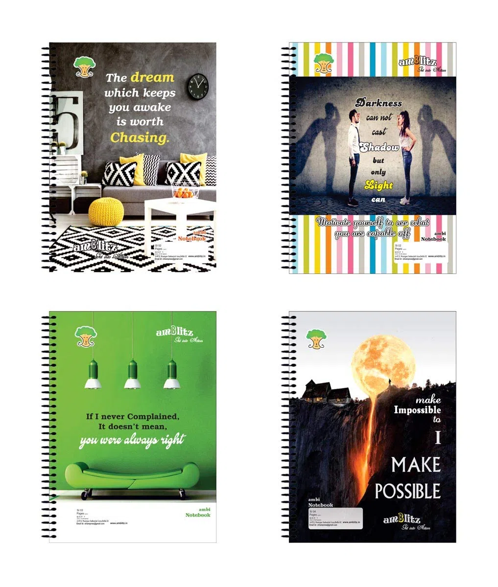 amblitz Cuaderno en espiral | rayado | 200 páginas | Paquete de 2 | Tamaño A4 | Papel grueso de 70 g/m² | Combo de cuadernos en espiral |