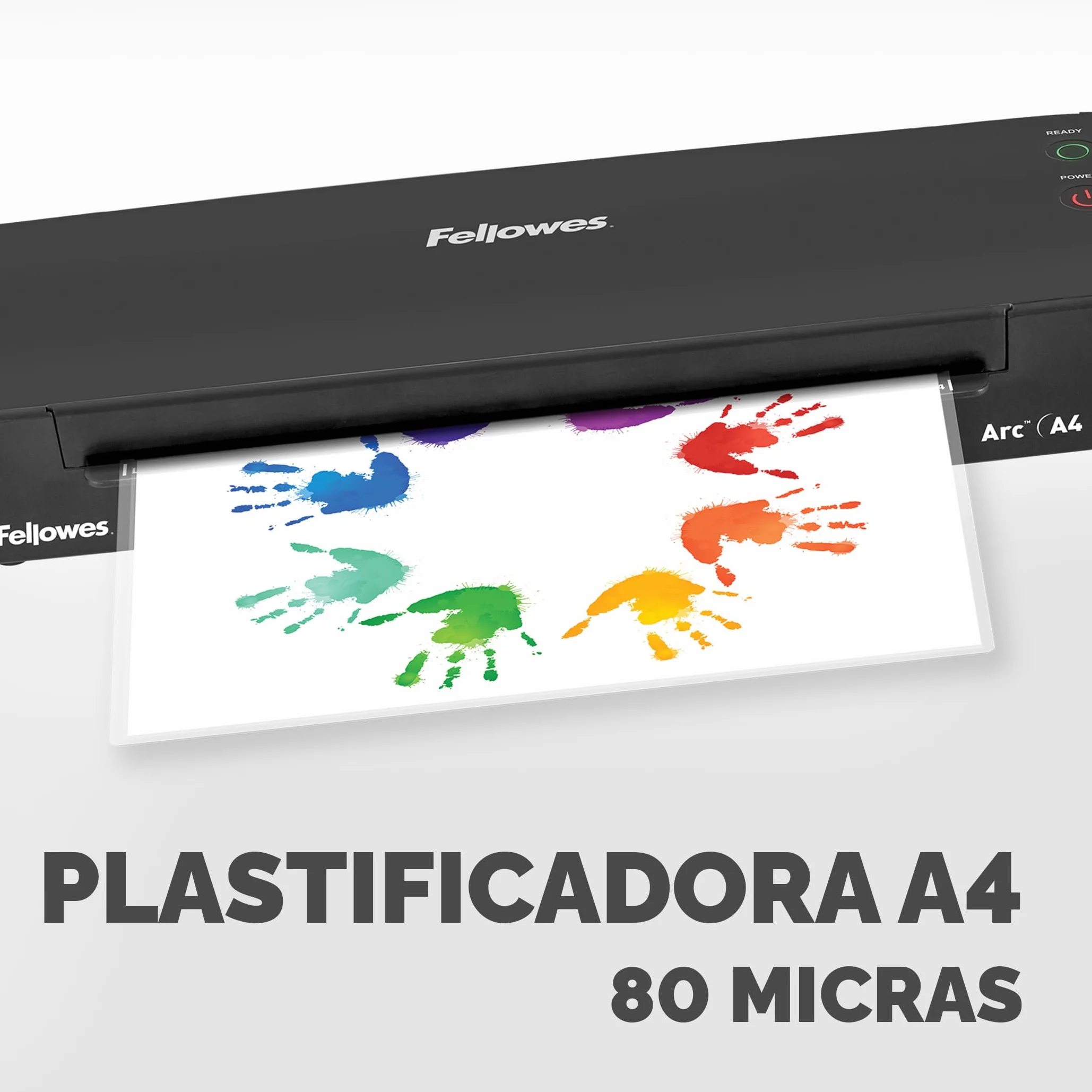 Laminadora Fellowes Arc A4, para plastificar en caliente bolsas de hasta 80 micras, palanca antiatascos, pasatiempos creativos, 30 cm/min, 4570001