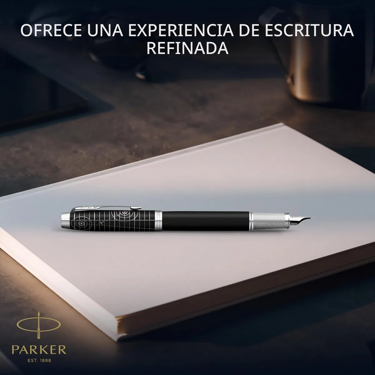 Parker IM Premium Pluma estilográfica | Colección Legacy of Flight | Acabado cromado | Plumín fino | Tinta azul | Caja de regalo