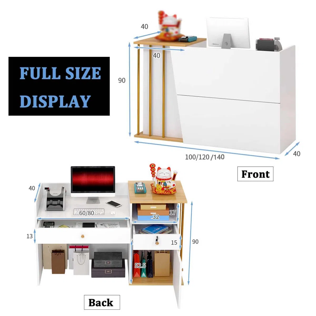 Mostrador Recepcion, Mostradores para Tiendas Mostradores Recepcion Mostrador Tienda Recepciones Peluqueria Mostrador Recepcion PequeñO Bianco 100cm