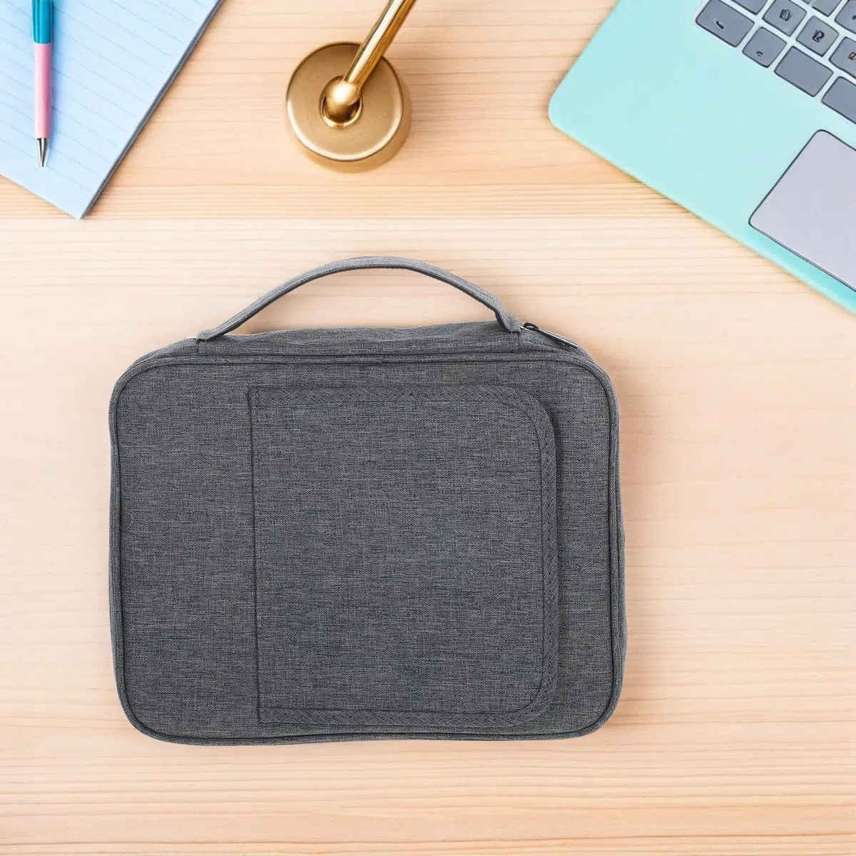 NUOBESTY Estuche Bíblico de Poliéster con Soporte y Asa, Funda Protectora Portátil para Biblia y Cuadernos, Adecuado para Estudio Bíblico y Retiros, Pack de 2 Piezas