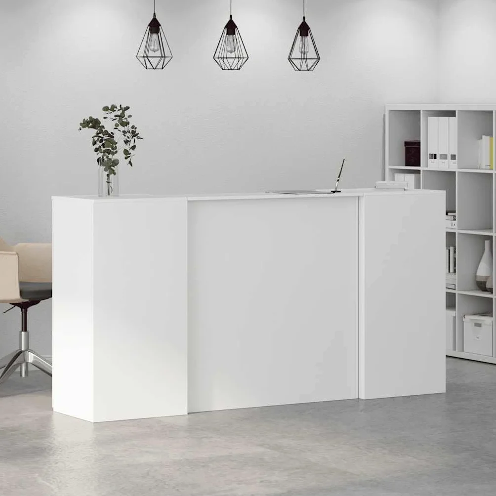 Blanco Mostrador de recepción 200x50x103,5 cm Madera ingeniería Escritorios