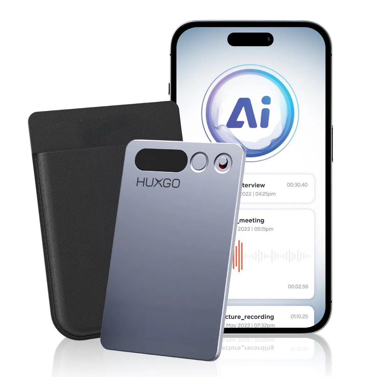 Grabadora de Voz AI - Mini grabadora de Audio Digital 64GB | Batería 35h, transcripción IA por App, Grabación One-Touch | para reuniones, entrevistas y Clases