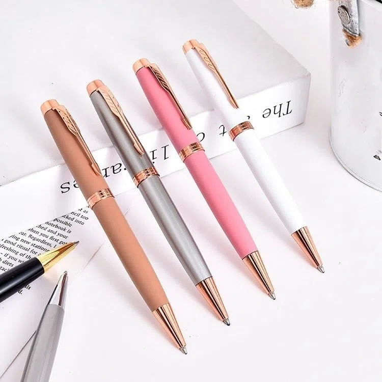 Pack De 5/10/20/50 Bolígrafos Metálicos Lujo Giratorios Oro Rosa Recargables Aceite Con Recambio Reemplazable Regalos Empresariales Para Oficina Y Corporaciones(White,20-piece set)