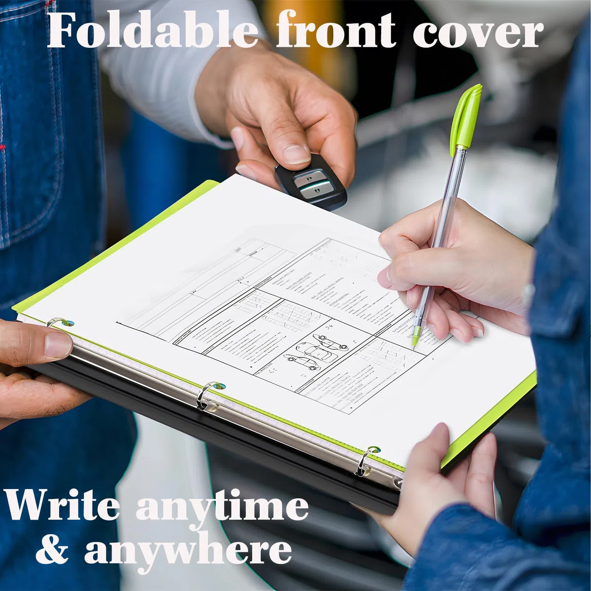 INFUN Cuaderno telescópico todo en uno, carpeta recargable de 3 anillos con 1 carpeta de bolsillo móvil de plástico, 5 separadores de materias de plástico y papel gráfico y papel rayado universitario,
