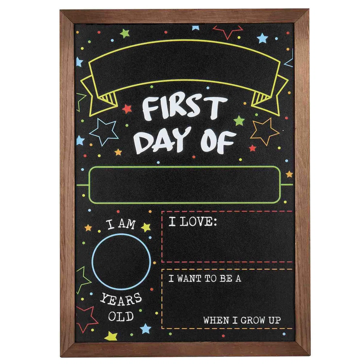 Letrero de pizarra de doble cara con marco para el primer día, último día de escuela, 14 x 10 pulgadas