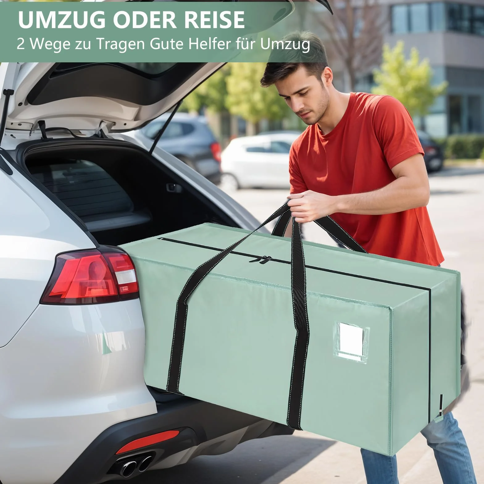 Dntorx 4 bolsas de almacenamiento de 120 L, resistentes al agua, cajas de mudanza, grandes con asa con cremallera, caja de almacenamiento plegable para mudanzas, camping, almacenaje ropa (verde