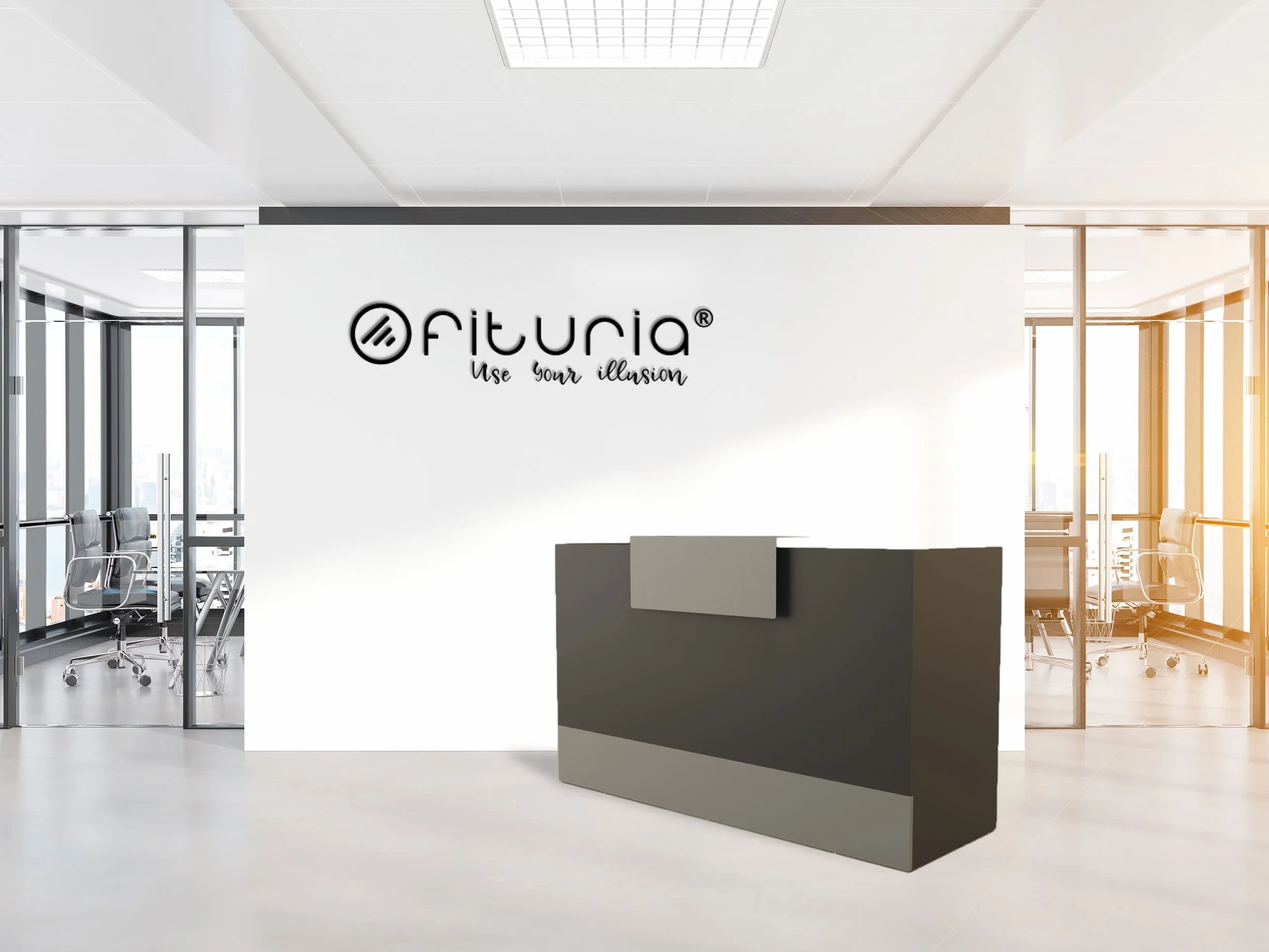 Mesa Mostrador Recepción OFITURIA 1200mm Castaño Blanco Mueble Escritorio Tienda Oficina