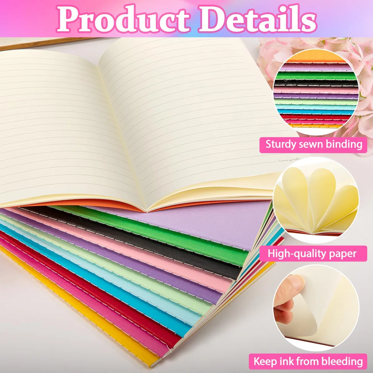 Dyrfolm Paquete de 12 cuadernos coloridos en blanco, diario en blanco A5 sin forro, bloc de notas para viajeros, oficina, dibujos, escritura, cuaderno de viaje, 60 páginas, 5.5 x 8.3 pulgadas