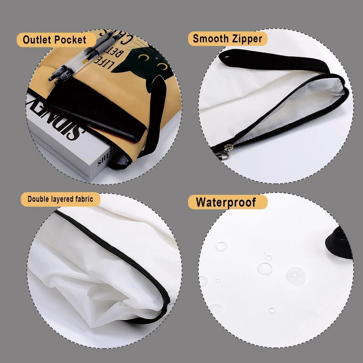 Funda para libro de gatos, fundas de libros para libros de tapa blanda, fundas para libros con cremallera, regalos para amantes de los gatos, regalos temáticos de gatos para mujeres, profesores, hija,