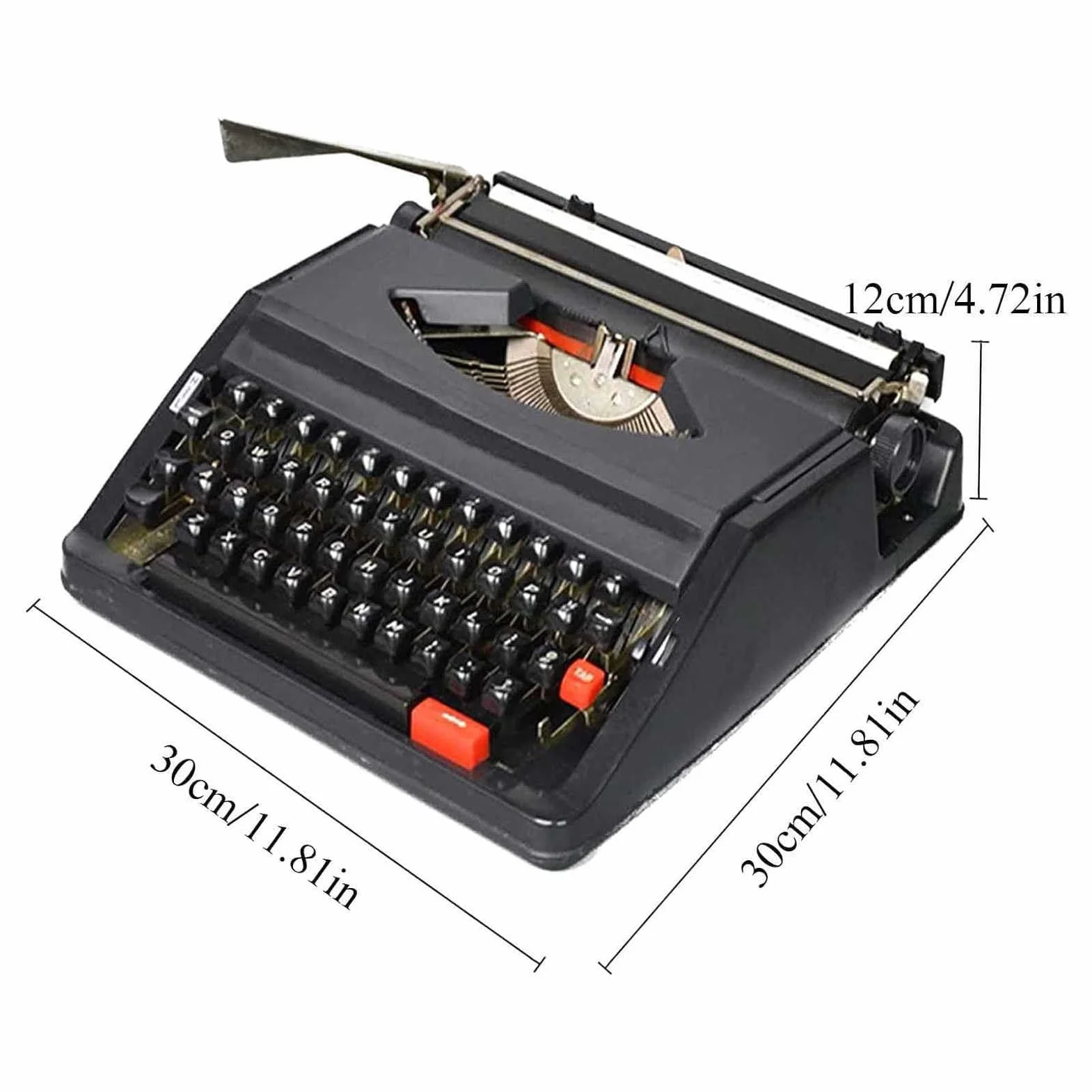 Máquina de escribir vintage, perfecta para escribir novelas en cualquier lugar, máquina de escribir manual retro en rojo y negro con teclado inglés, ideal para escritores aventureros en la selva