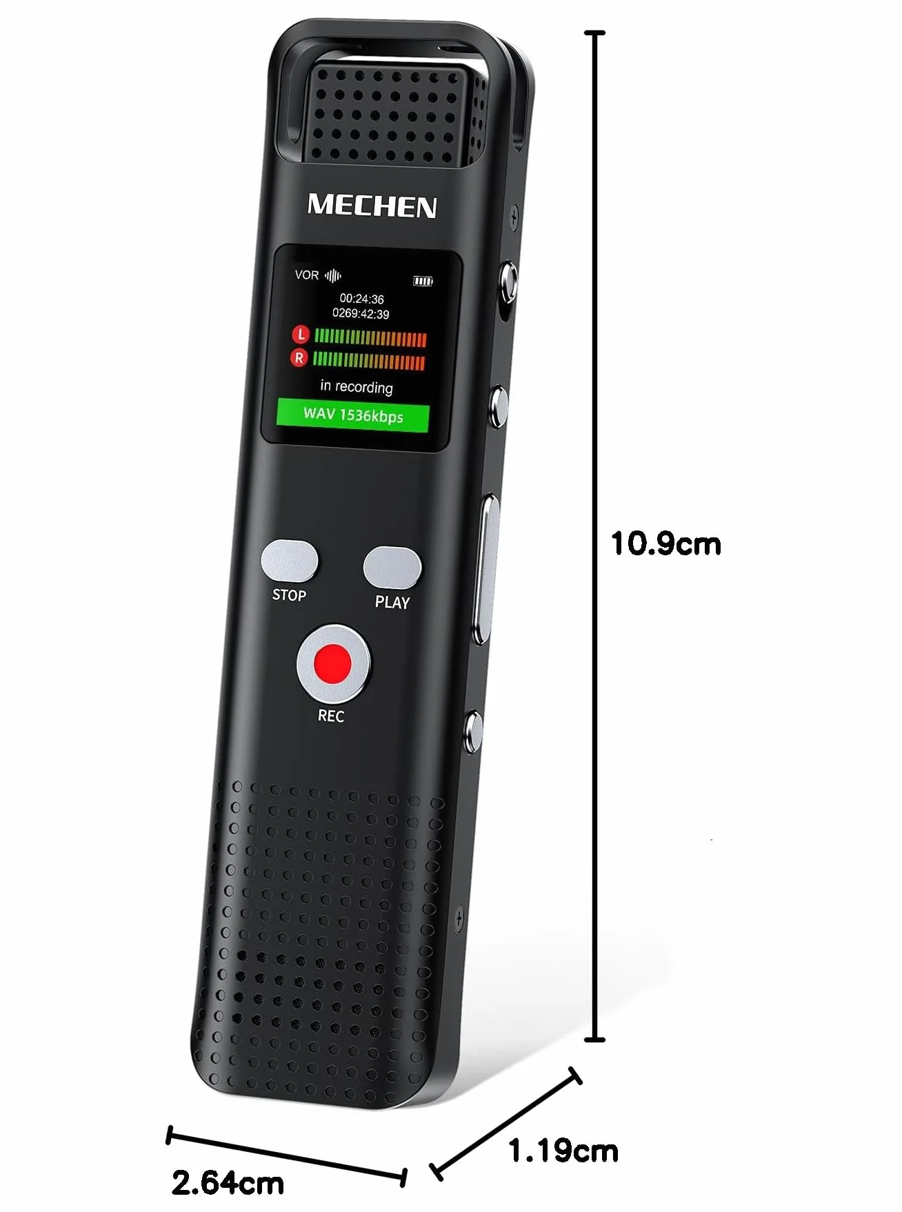 MECHEN 64GB Grabadora de Voz Digital 1536 kbps con Reducción de Ruido V02