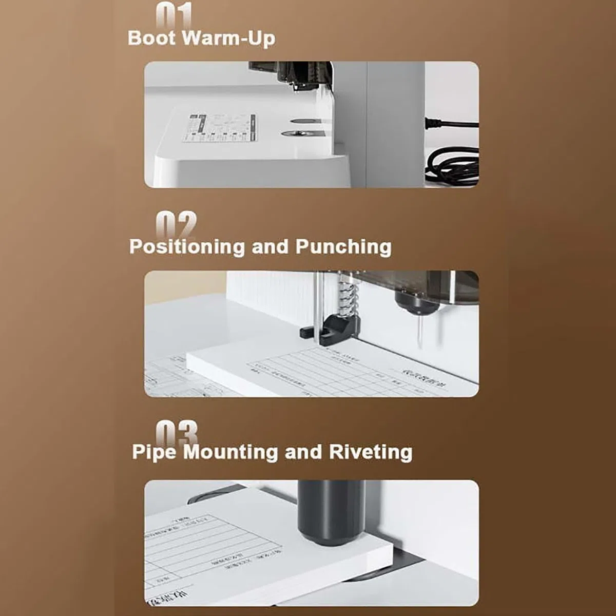 Máquina Manual de perforación y encuadernación, Grosor máximo de encuadernación de 50 mm, Panel táctil Inteligente, para oficinas Contables.