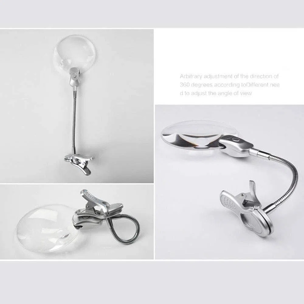 Lupa de Escritorio, Lupa iluminada para Lectura de Ancianos, Reloj HD, reparación de Espejo Grande, Lupa para niños con luz LED