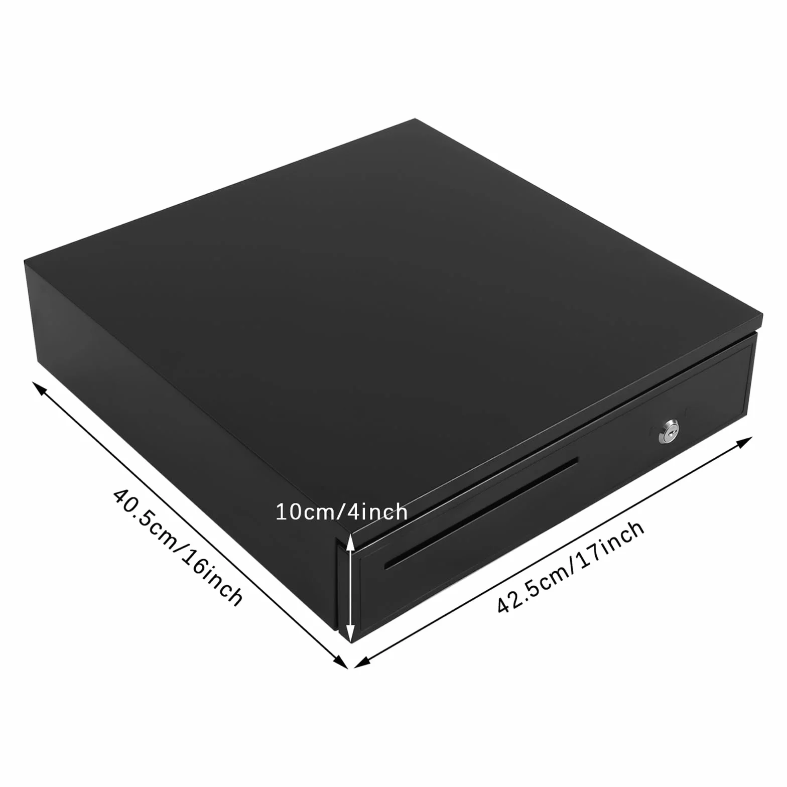 Cajón de efectivo con 4 compartimentos para billetes y 8 para monedas, cajón de dinero con bloqueo de 3 posiciones, apertura manual, control eléctrico, bloqueo, caja registradora 42,5 x 40,5 x 10 cm