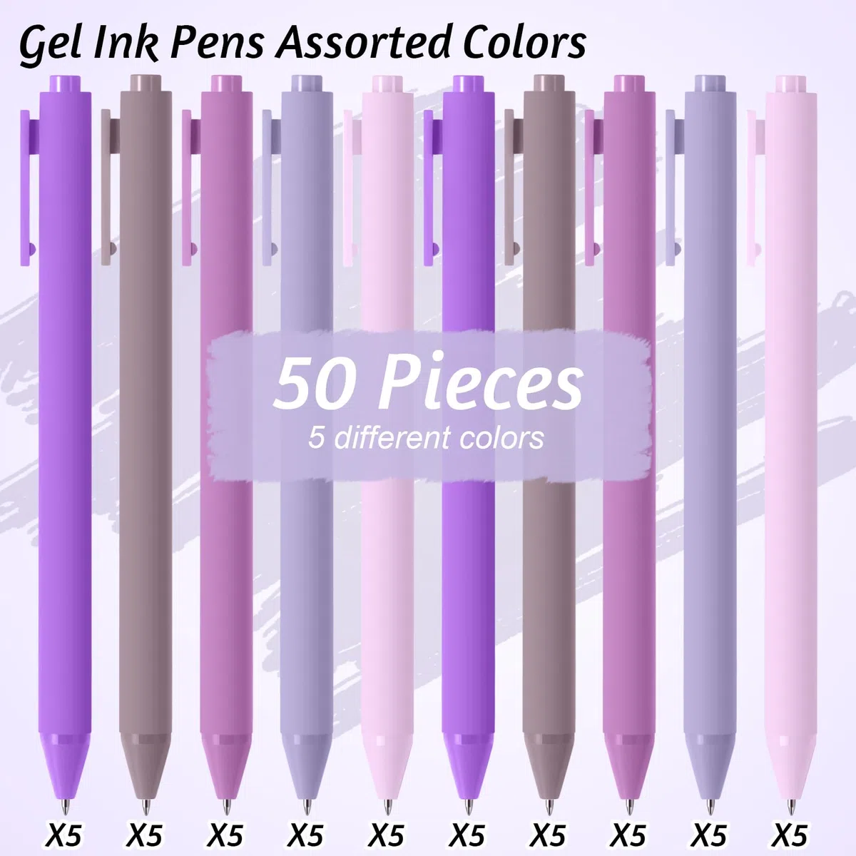 Crtiin 50 bolígrafos de tinta de gel de tinta negra a granel, escritura suave, bonitos bolígrafos coloridos para el regreso a clases, primer día de escuela, profesores, estudiantes, servidores