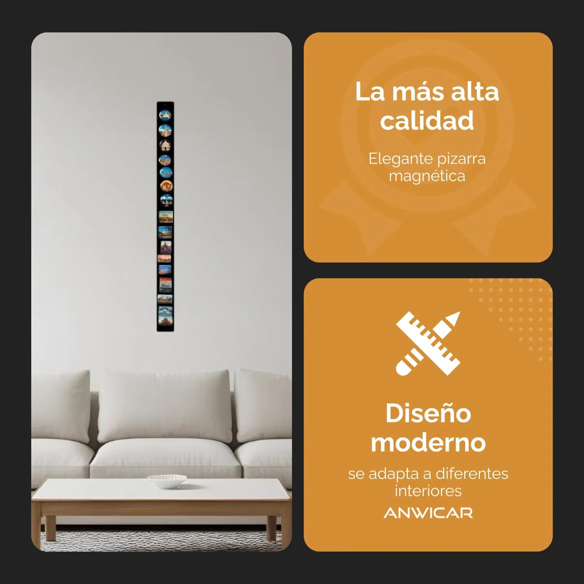 Pizarra Magnética - Tablero Magnético 80x6 cm - Ideal Para Imanes y Notas - Pizarra Magnética Para Escribir - Incl. Kit de Montaje - Blanco | Placa magnética de acero para imanes, fotos y notas, grabable, kit de montaje incluido