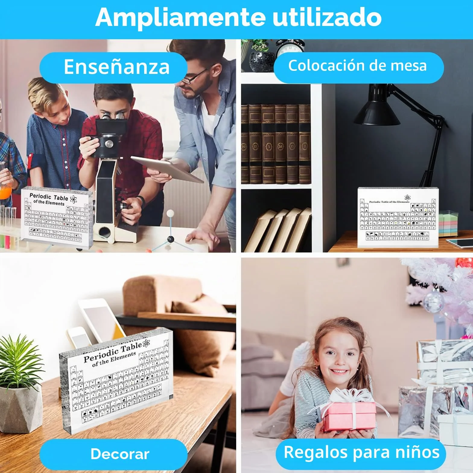 SnyBoo Tabla Periódica Con Elementos Reales - 83 Elementos en Acrílico - Regalo para Estudiantes y Químicos