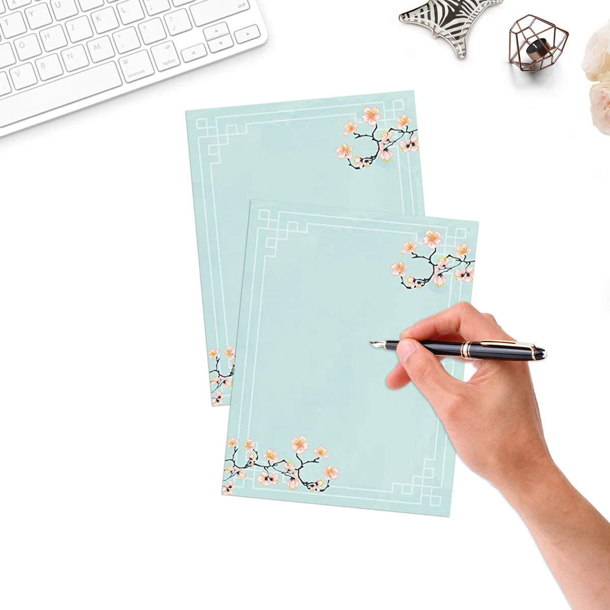 100 artículos de papelería papel de escribir, con diseño de flores Designs perfecto para notas o escribir cartas – Cherry Blossoms