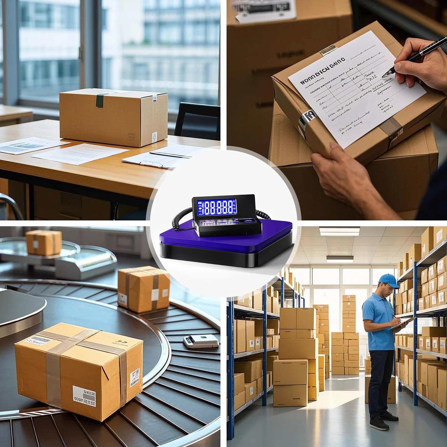 UNIWEIGH Báscula de envío digital de 110 lb/0.1 oz precisa,báscula postal con 5 unidades/LCD/Tara/función de retención,báscula de envío para paquetes de pequeñas empresas,Incluye batería y Cable USB
