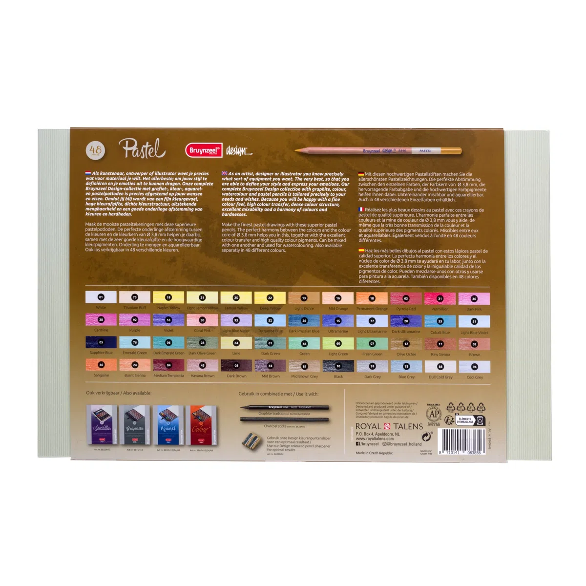 Bruynzeel Design Professional Pastel Pencil Set of 48 Colors in Box | Lápices de artista para dibujar, esbozar y colorear