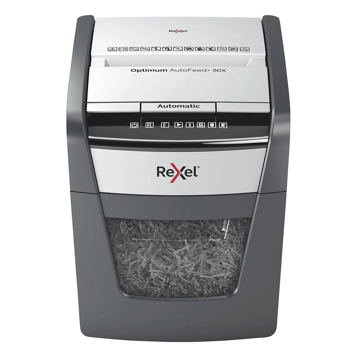 Rexel 2020050XCH - Destructora de Papel Automática CH Optimum AutoFeed+ 50X, 50 Hojas, Nivel de Seguridad P4, Corte de Partículas, para Casa y Oficina en Casa, Papelera de 20 Litros