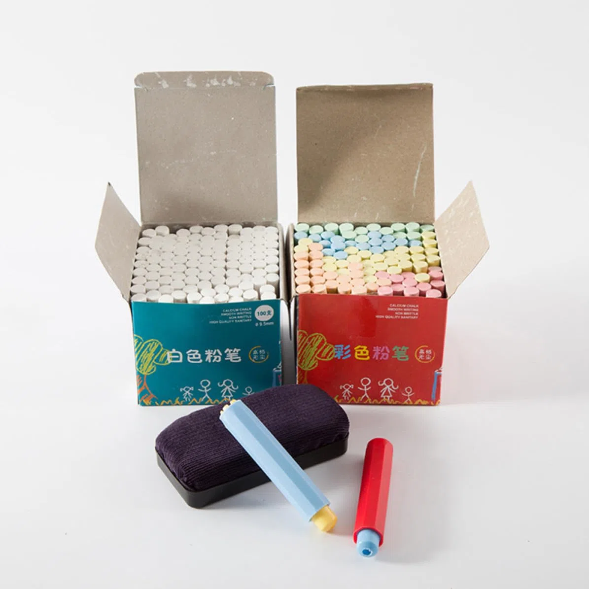 4 Cajas Tizas de Yeso sin Polvo para Pizarra Clara, Ligeras y Prácticas para Escritura y Pintura en Material Escolar para Profesores