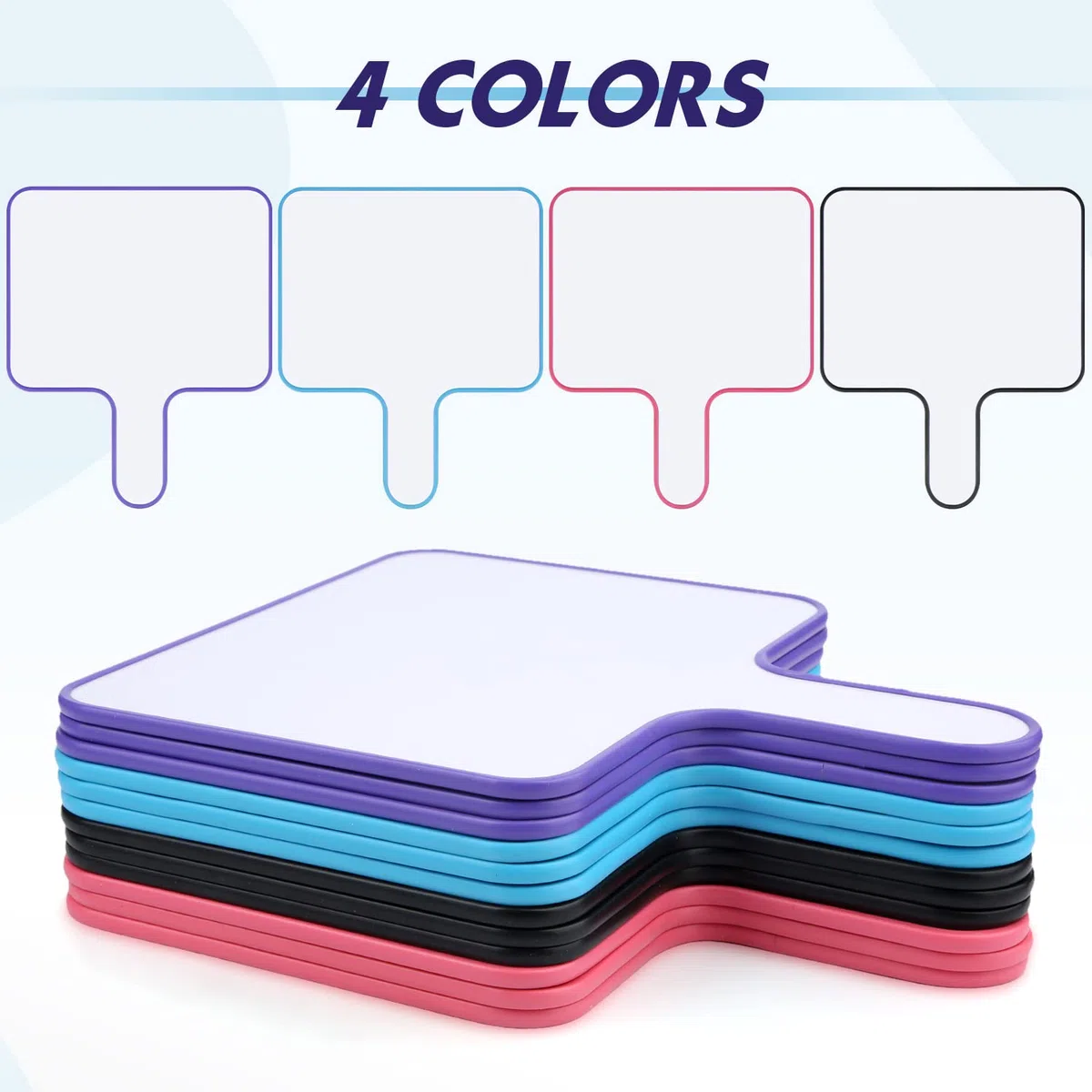 12uds Paleta de Respuesta de Borrado, Pizarra con Asa Paquete de Pizarra Blanca de Doble Cara de Borrado en Seco para Oficina Escuela Aula Enseñanza Reunión Fiesta Familiar (24,6x20cm)