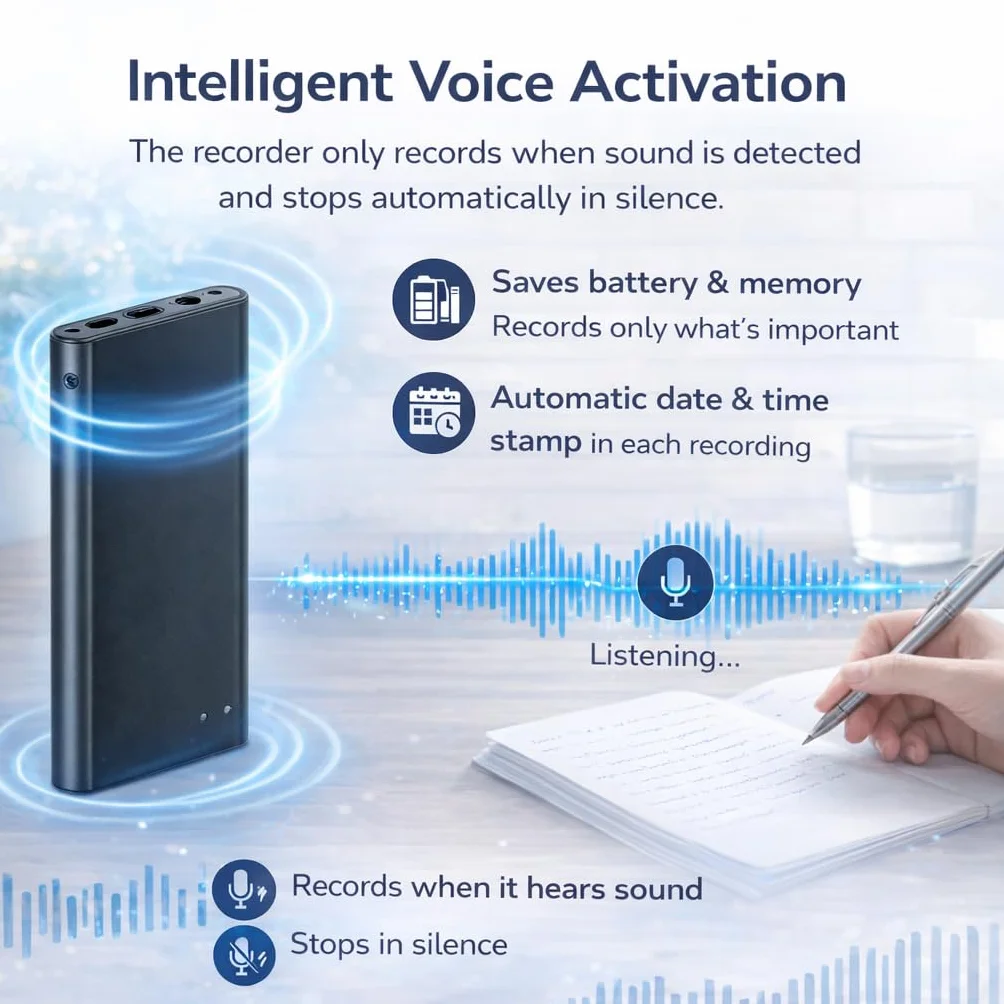 CleverTalk Q1 Grabadora de Voz con IA 64GB Audio HD USB-C