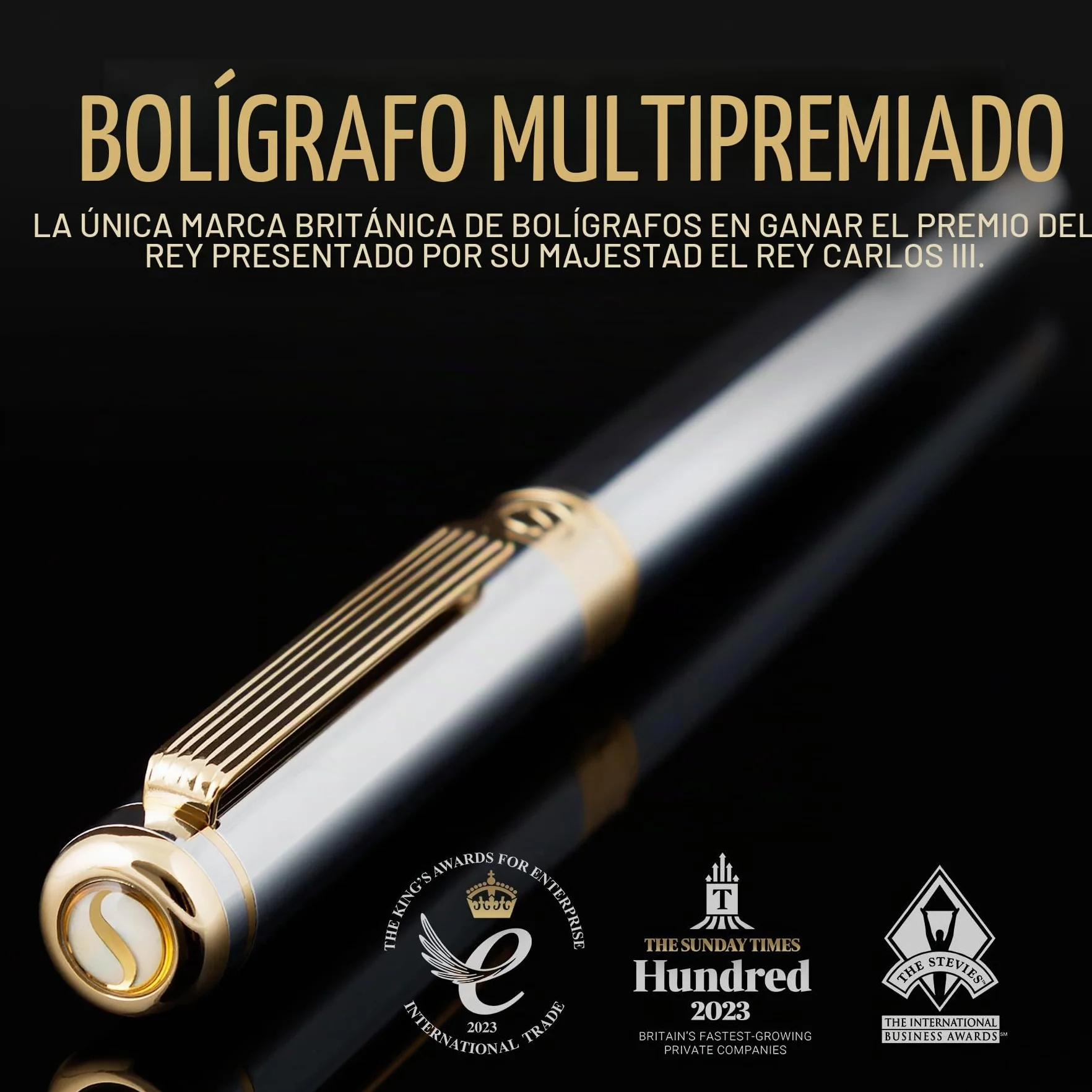 Scriveiner Pluma Estilográfica Plateada con Detalles de Chapado en oro auténtico, Plumilla y Convertidor Instalado Schmidt, Incluye Dos Cartuchos de Tinta, Azul y Negro