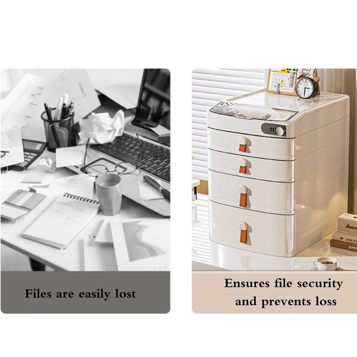 Archivador De Escritorio Con Cerradura Combinada, Archivador Con Cajón | Organizador De Almacenamiento De Documentos A4 De Gran Capacidad, Para Uso Financiero De Oficina Y Escuela(3-layers)